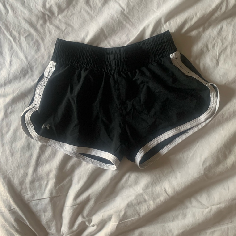 UA Heat Gear Shorts. Size Sm. Blackw/ white trim.